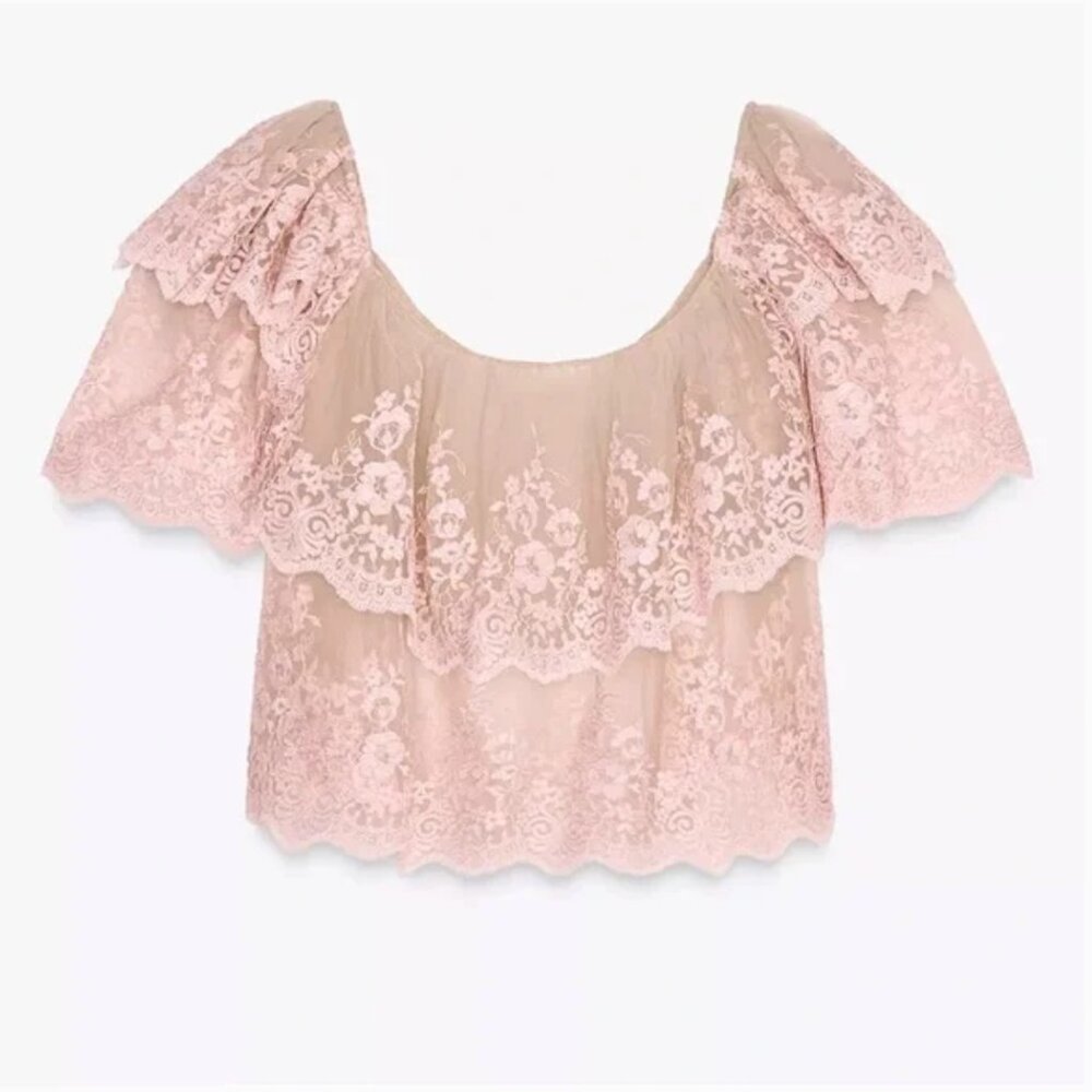 Zara Embroidered Ruffle Top NWT - Picture 15 of 15